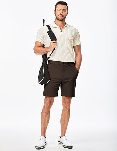 Men's Casual Short Sleeve Summer Shirt, Suitable for Holiday and Beach, Knitted and Elastic, Suitable for Golf