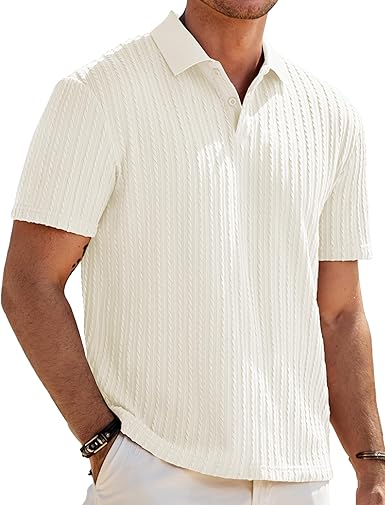 Men's Casual Short Sleeve Summer Shirt, Suitable for Holiday and Beach, Knitted and Elastic, Suitable for Golf