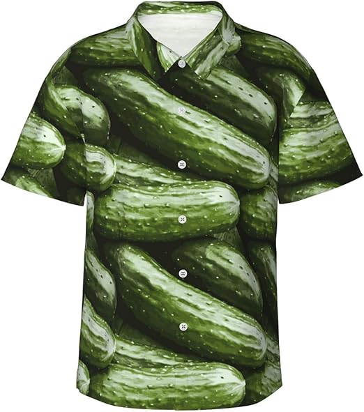 Hawaiian Shirts for Men - Funny Cucumber Casual Mens Summer Short Sleeve Button Down Beach Shirts